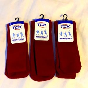 3 Pair of NWT TCK Multi-Sport Socks Large Cardinal